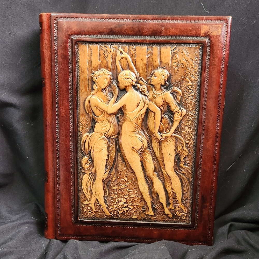Three Graces Embossed Leather Journal NWT Made In Italy